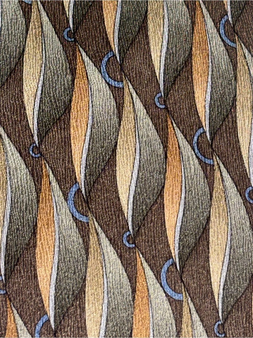 CHRISTOPHER REEVE COLLECTION brown, bronze, blue - Karen Colvin Design Silk Tie